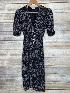 Rouje Gabin Black and White Polka Dot Wrap Midi Dress